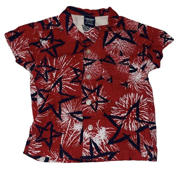 🐿️ Rare OshKosh Patriotic Button Down 6-9 Months - Picture 1 of 4